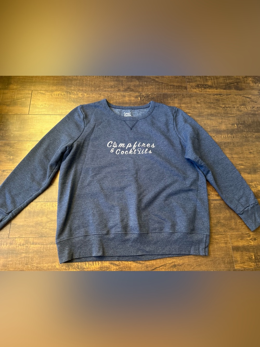Just My Size Navy 'Campfires & Cocktails' Crewneck Sweatshirt